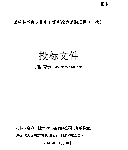 某单位教育文化中心场所改造采购项目标书制作模板