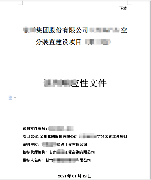 XX集团股份有限公司XX空分装置建设项目标书制作模板第1张图片